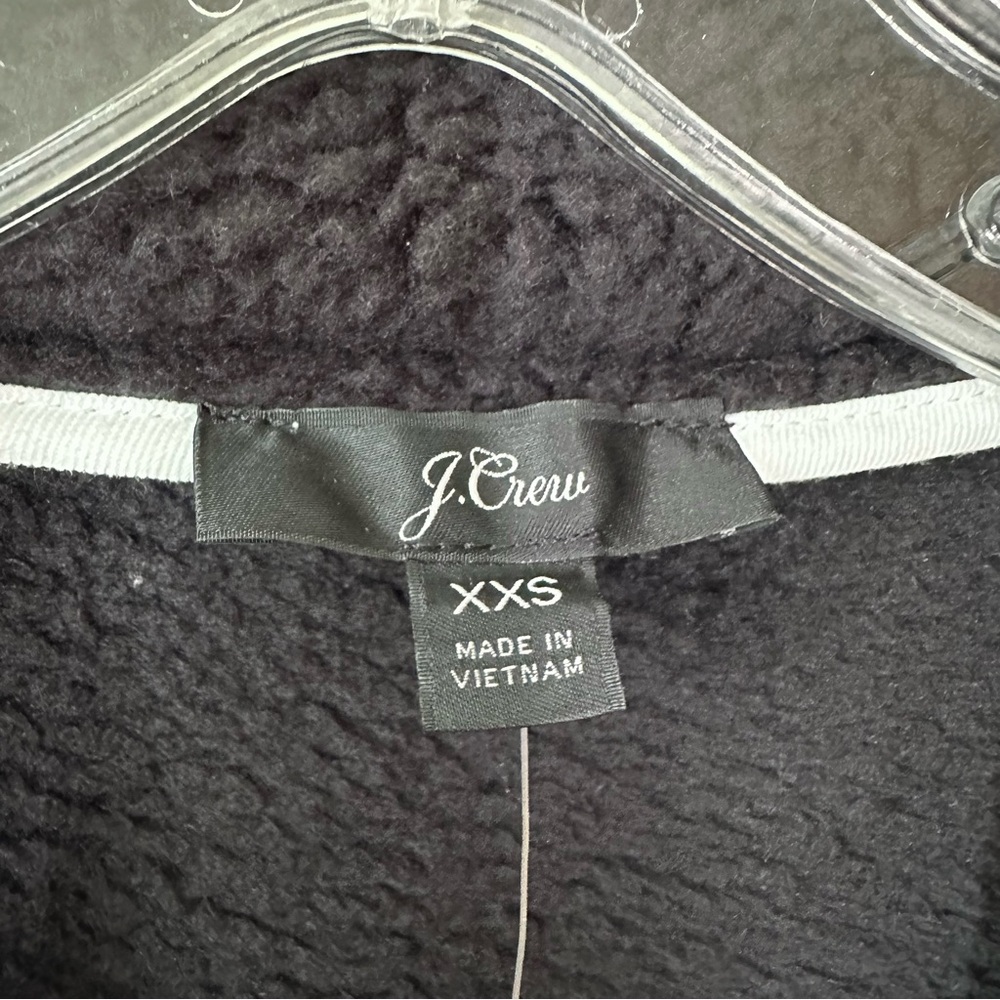 NWT J. CREW Polartec Women’s Fleece Half Zip Pullover Teddy Jacket Black XXS - Picture 4 of 9